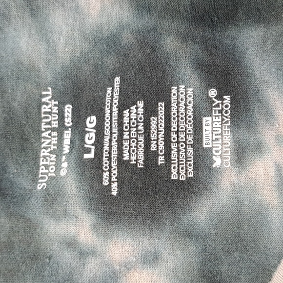 Supernatural Join The Hunt Black Grey Tie Dye Team Free Will Graphic Tee VG L - Picture 6 of 9